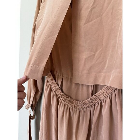 Vince 100% Silk Slit Back Long Sleeve Blush Pink Shirt Dress Size Small - Picture 8 of 11